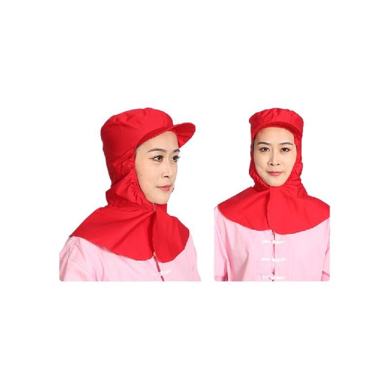 谋福  tj1847 披肩帽 防尘帽防护帽 红色带帽檐 计价单位:个