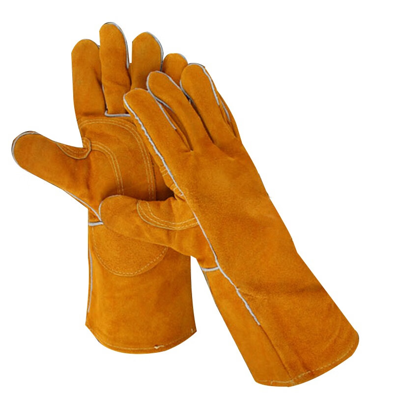 谋福  345 防火线长款牛皮手套耐用隔热防护手套 （牛皮手套 40厘米） 计价单位:双