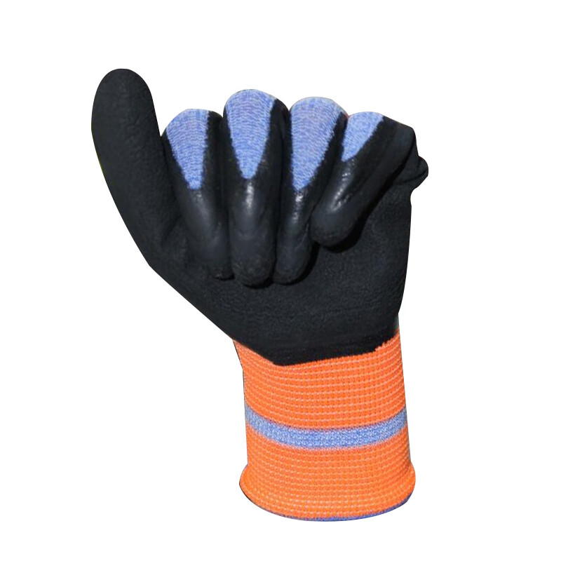 谋福  红兰条纹F6乳胶发泡 劳保手套 （1打） 计价单位:打