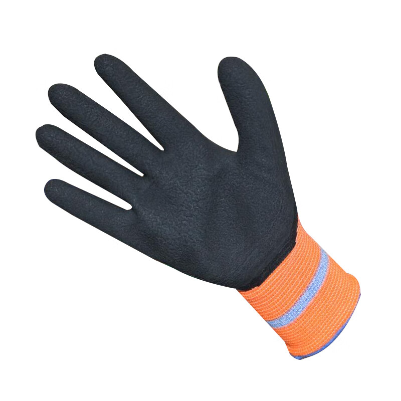 谋福  红兰条纹F6乳胶发泡 劳保手套 （1打） 计价单位:打