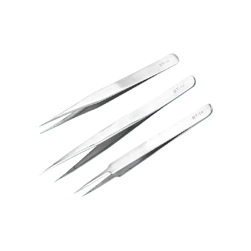 海斯迪克  gnxy-200 不锈钢镊子 ST系列精密镊子 实验室压边沙光镊子 3件套 计价单位:套