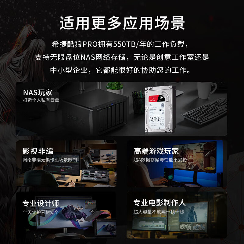 希捷 SEAGATE ST10000NT001 NAS硬盘 10TB 私有云 256MB CMR垂直 静音低耗 机械硬盘 希捷酷狼Pro 数据恢复服务 计价单位:块