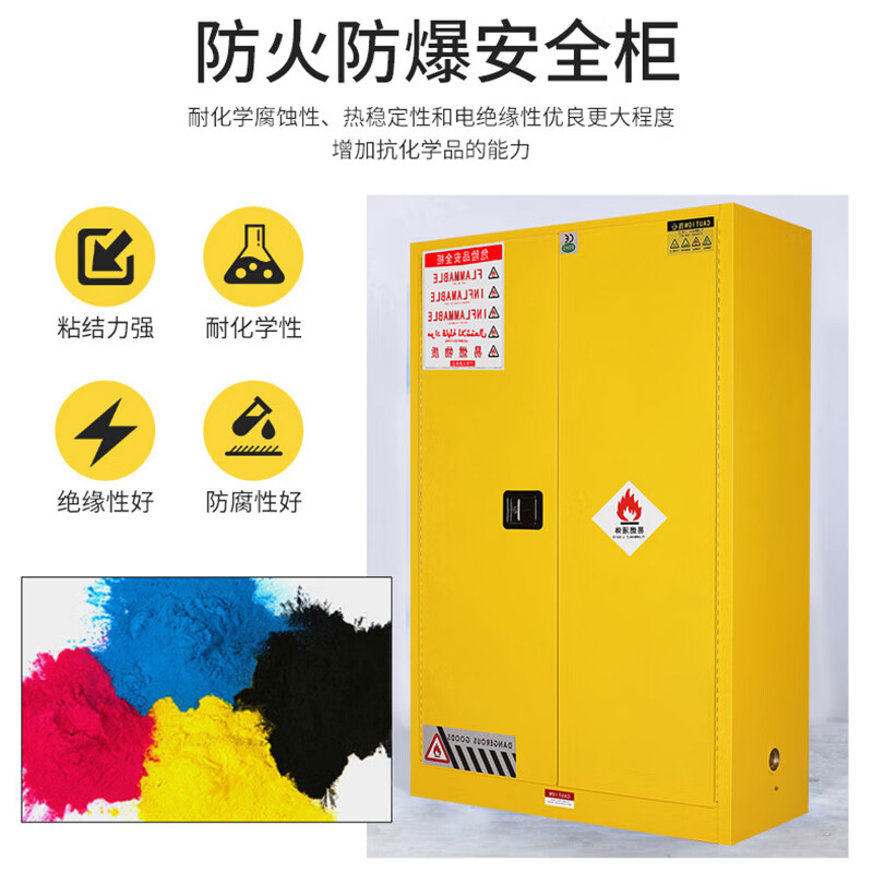 海斯迪克  HKCX-262 防爆柜 工业化学品安全柜 实验室易燃液体储存柜 30加仑黄色 计价单位:个