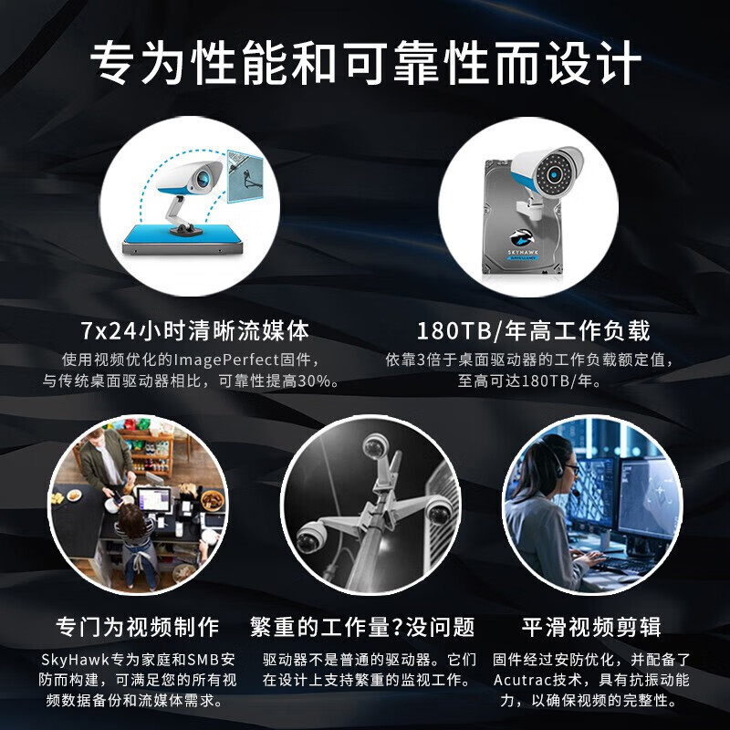 希捷 SEAGATE ST8000VX010 安防硬盘 8TB 256MB SATA CMR垂直 机械硬盘 视频储存 希捷酷鹰 3.5英寸 计价单位:块