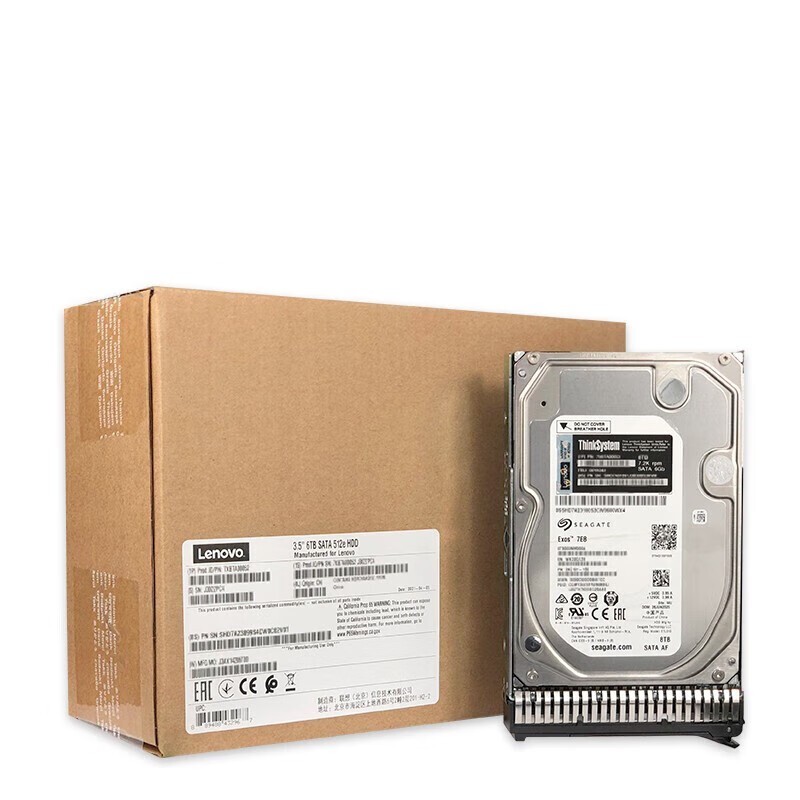 联想 Lenovo 8TB   企业级服务器工作站硬盘 带托架 7.2K SATA 3.5英寸 计价单位:套