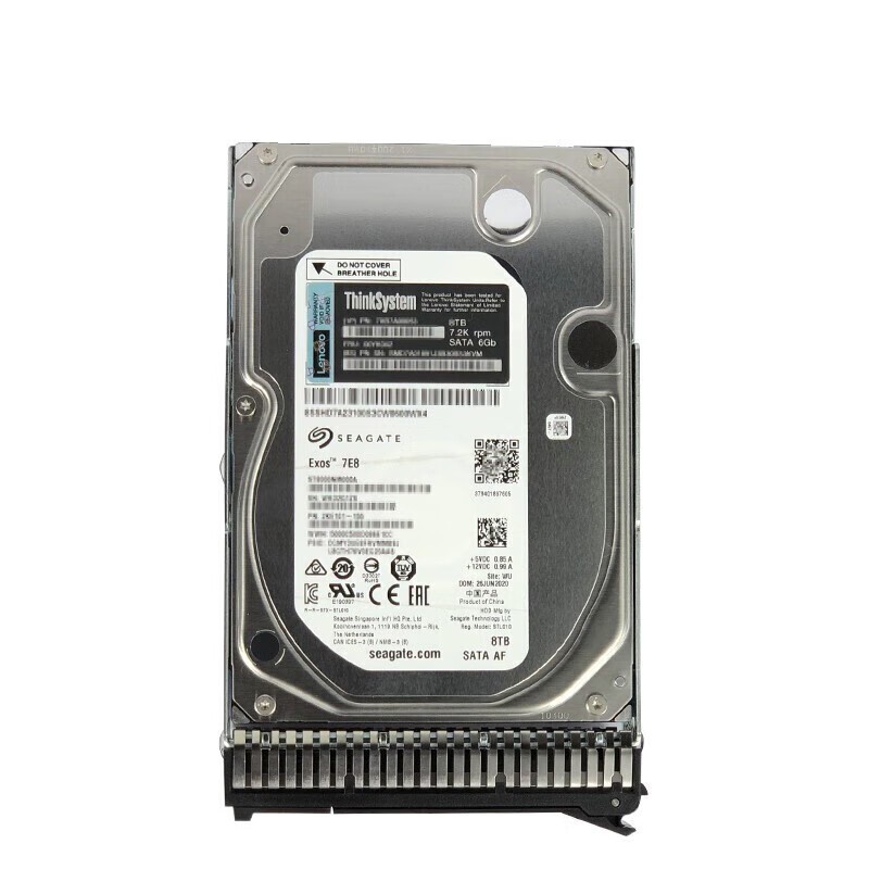 联想 Lenovo 8TB   企业级服务器工作站硬盘 带托架 7.2K SATA 3.5英寸 计价单位:套