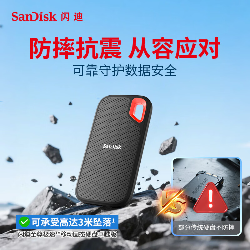 闪迪 SANDISK SDSSDE61-8T00-Z25 移动固态硬盘 8TB E61卓越版 读速1050MB/s Type-c接口 手机电脑外接SSD 计价单位:块