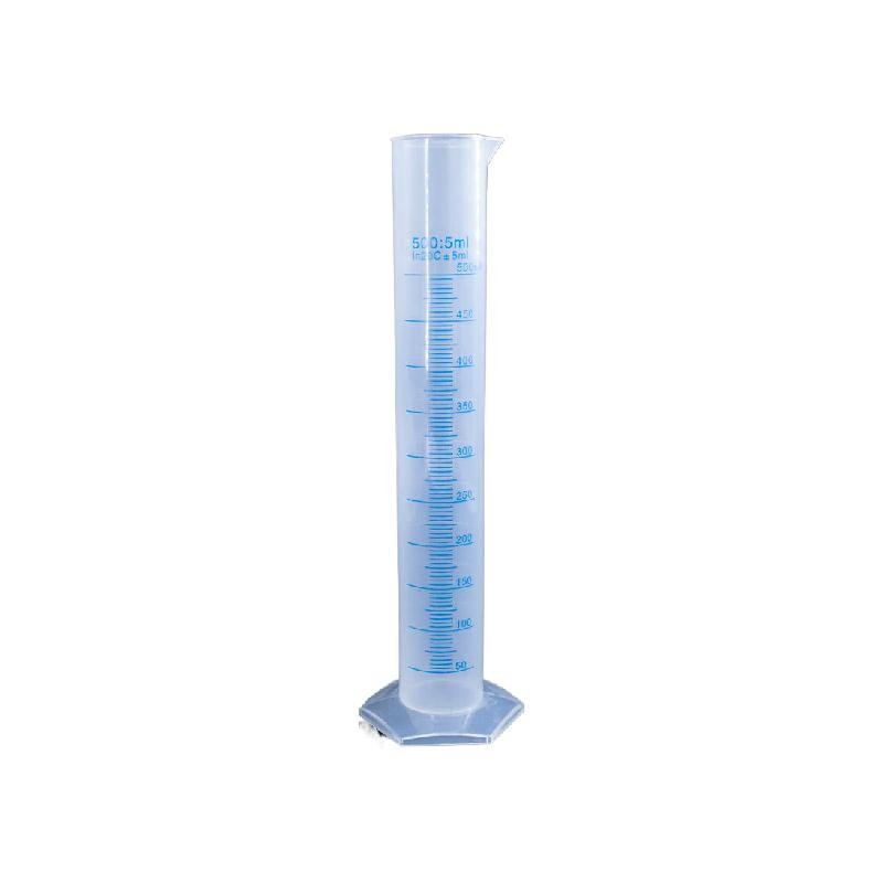 海斯迪克  HKQS-110 塑料量筒 PP量筒 蓝线印度量筒 实验室用品刻度量筒 500ml 计价单位:个