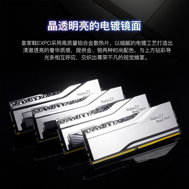 芝奇  F5-6000J3036G32GX2-TR5NS 台式机内存条 64GB(32Gx2)套装 DDR5 6000频率 -皇家戟EXPO版RGB灯条-银色/C30 计价单位:组