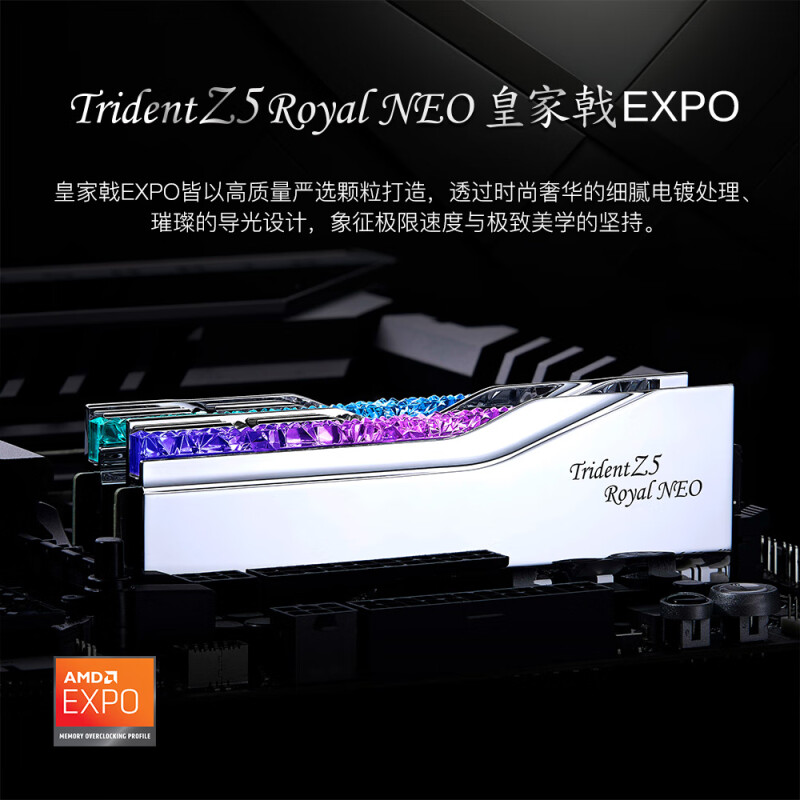 芝奇  F5-6000J2836G32GX2-TR5NS 台式机内存条 64GB(32GBx2)套装 DDR5 6000频率-皇家戟EXPO版RGB灯条-银色/C28 计价单位:组