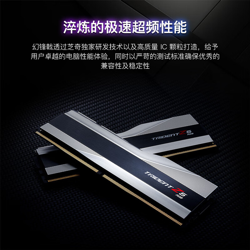 芝奇  F5-7200J3445G16GX2-TZ5RS 台式机内存条 32GB(16Gx2) DDR5 7200 -幻锋戟RGB灯条(科技银)/Intel XMP/C34 计价单位:组