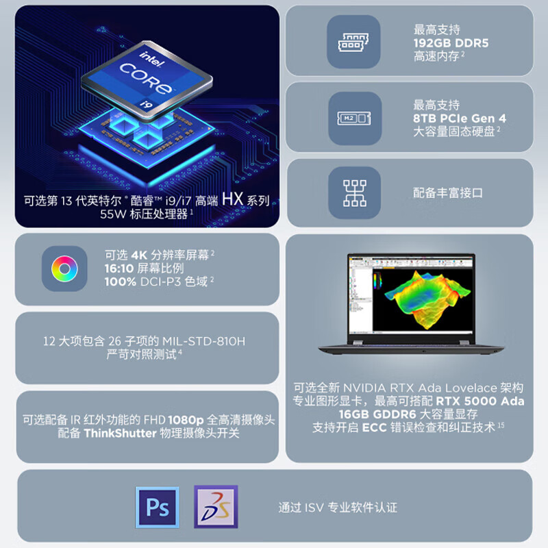 Thinkpad P16 工作站 16英寸轻薄 标压高性能移动图形工作站 联想笔记本电脑 I7-14700HX 2.5K屏 RTXA2000 标配:高色域 标压处理器 图形显卡 21FAA04SCD 计价单位:台 Thinkpad P16 工作站 16英寸轻薄 标压高性能移动图形工作站 联想笔记本电脑 I7-14700HX 2.5K屏 RTXA2000 标配:高色域 标压处理器 图形显卡 21FAA04SCD 计价单位:台