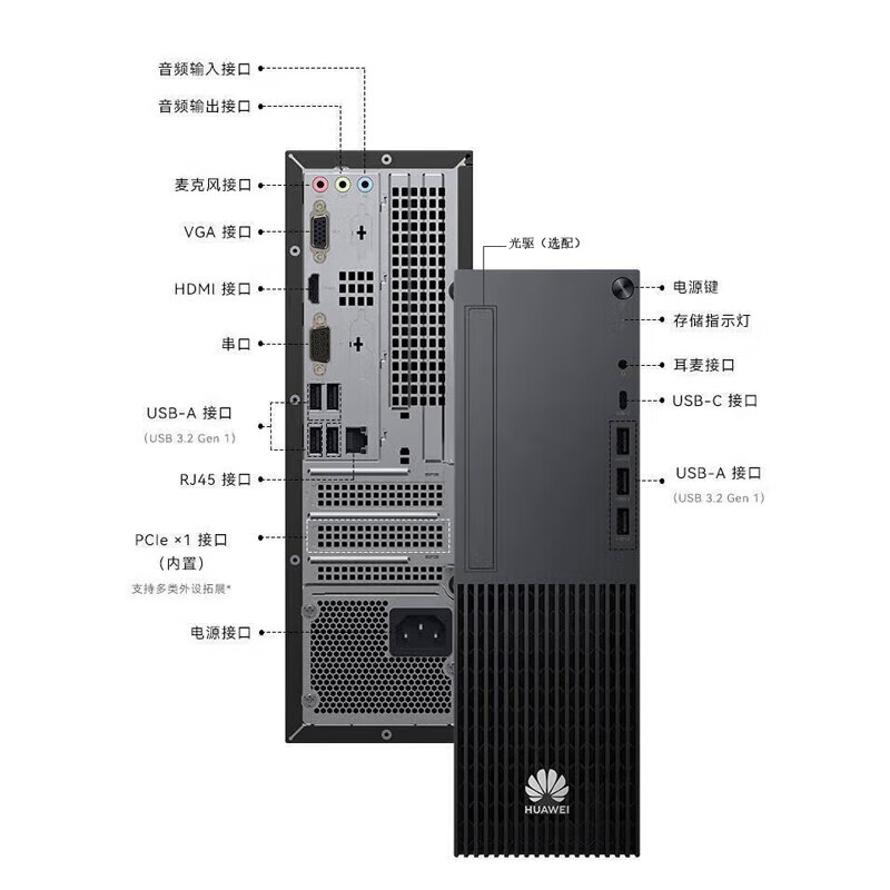华为 HUAWEI 擎云W585x-A066 台式机 麒麟9000C/16GB+512GB/集成/KOS或UOS试用版/无WIFI无光驱 23.8英寸显示器 计价单位:套 华为 HUAWEI 擎云W585x-A066 台式机 麒麟9000C/16GB+512GB/集成/KOS或UOS试用版/无WIFI无光驱 23.8英寸显示器 计价单位:套