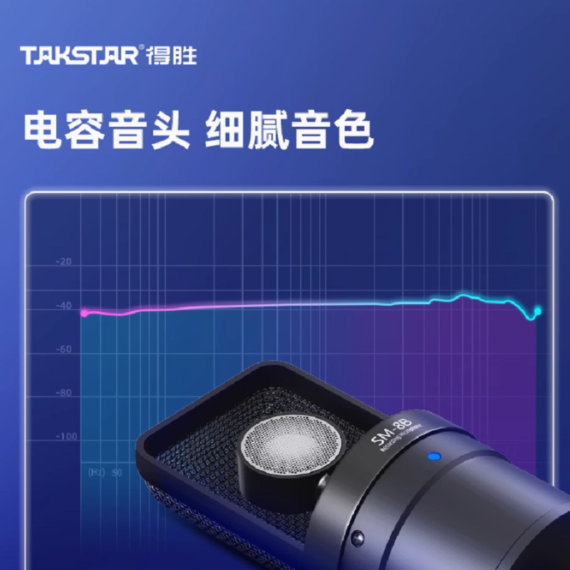 得胜 TAKSTAR SM-8B 电容麦克风 标配（不带音频线材）黑色 计价单位:个