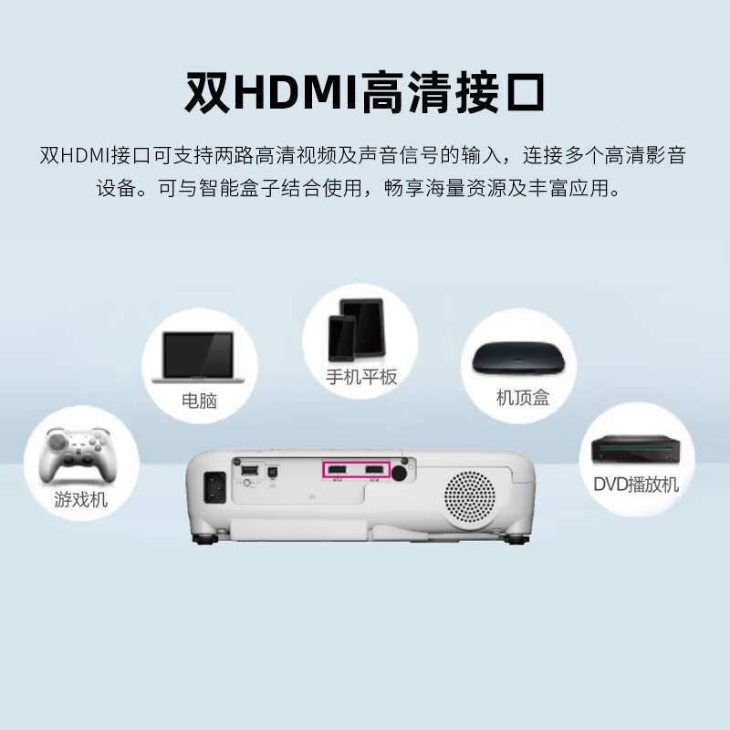 爱普生  CB-W53 投影仪 3LCD家用办公会议商用投影机 培训（4000流明 WXGA高清 双HDMI接口） 计价单位:个