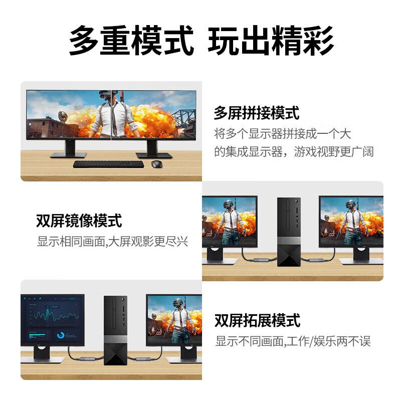 绿联 UGREEN 40948 DP1.4转HDMI2.1转换器线8K高清DisplayPort公对母视频转接头 计价单位:个