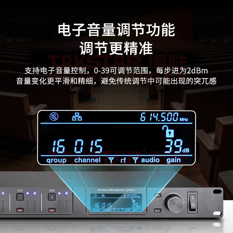 得胜 TAKSTAR XC-4R 无线麦克风主机 国产化一拖四系统专业会议演讲防啸叫 （需搭配XC系列麦克风使用） 计价单位:个