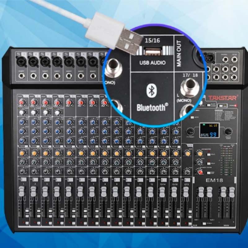 得胜 TAKSTAR EM18 调音台 十八路调音台 立体声带蓝牙USB效果器18路模拟调音台 会议户外集会活动演出模拟调音台 计价单位:台