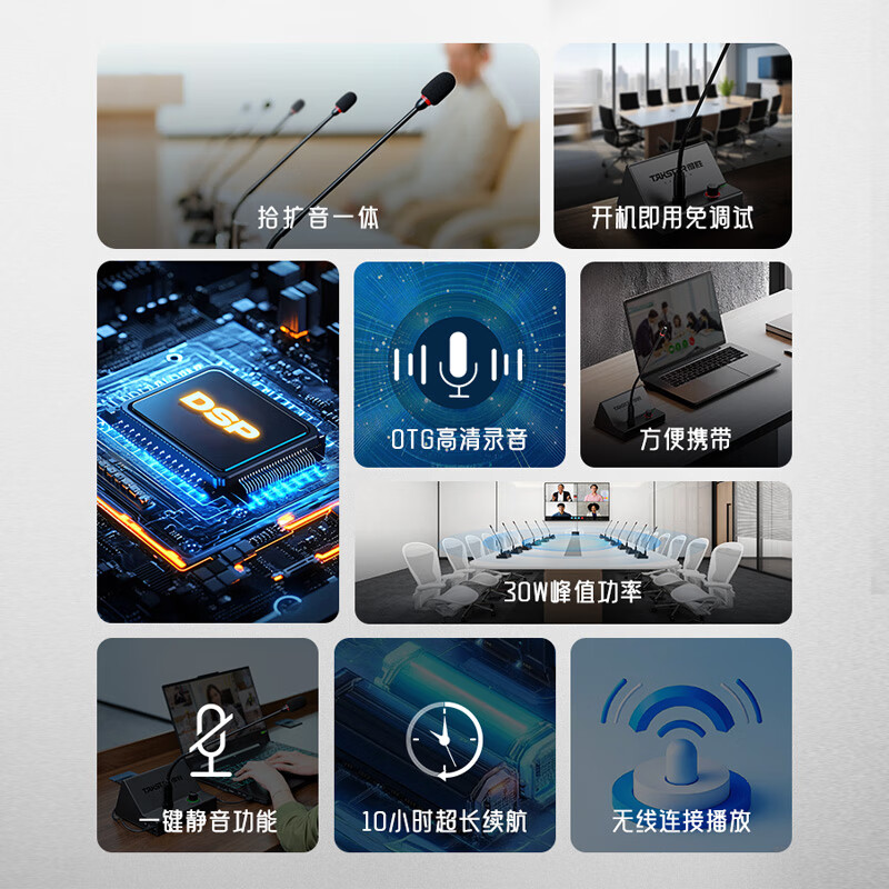 得胜 TAKSTAR BN30B 台式演讲麦 麦克风话筒音响一体机蓝牙无线鹅颈会议音箱设备系统全套 计价单位:套