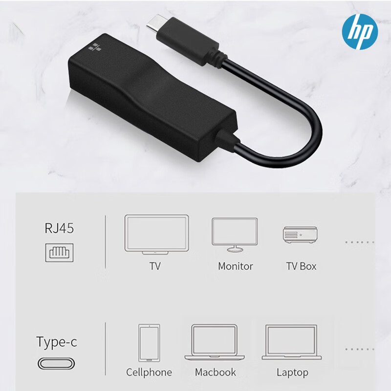 惠普 HP 3Y0M4P3 网口转接器  USB Type-C转千兆RJ45网线 计价单位:个