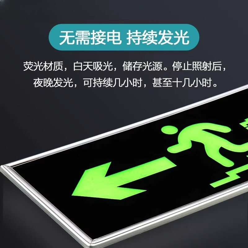 鸣固  CW561598 学校商场紧急疏散逃生蓄光标识牌自带背胶 安全出口5个装 计价单位:组