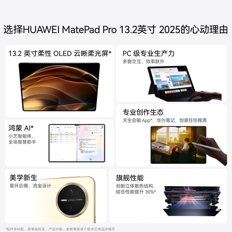 华为 HUAWEI MatePad Pro 13.2英寸 2025华为平板电脑OLED柔性护眼屏学习办公12+256GB 砚黑 SIM卡版 计价单位:台 华为 HUAWEI MatePad Pro 13.2英寸 2025华为平板电脑OLED柔性护眼屏学习办公12+256GB 砚黑 SIM卡版 计价单位:台
