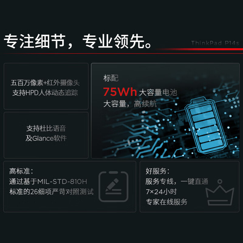 联想 Lenovo P14s 笔记本电脑 Ultra9-185H 32G 1T Win11 3K 14.5英寸 计价单位:台