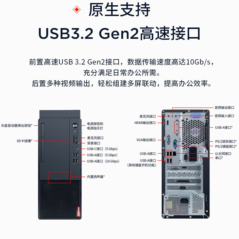 联想 Lenovo M660-A502 台式机 i7-13700（16核2.1GHz）/16GBDDR5/1T+256GB/集成/无光驱/260W电源/云教室/Q670/WIN11HOME 计价单位:台