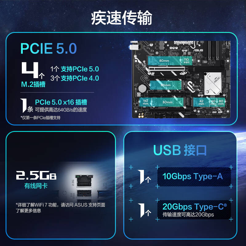 华硕 ASUS PRIME Z890-P 主板 支持 CPU 285K/265K/265KF/245KF (Intel Z890/LGA 1851） 计价单位:个