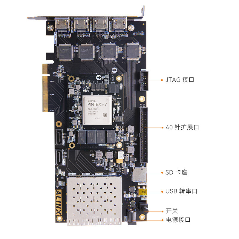 ALINX  AV7K325 黑金FPGA开发板 xilinx Kintex7 XC7K325T k7 工业控制4K视频图像处理PCIE光纤通信数据采集传输 计价单位:个