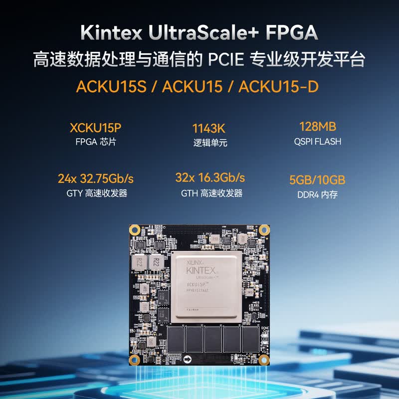 ALINX  ACKU15 黑金FPGA核心板 Xilinx Kintex UltraScale+ XCKU15P工业级4k视频图像处理 网络5G 机器视觉 数据 计价单位:个