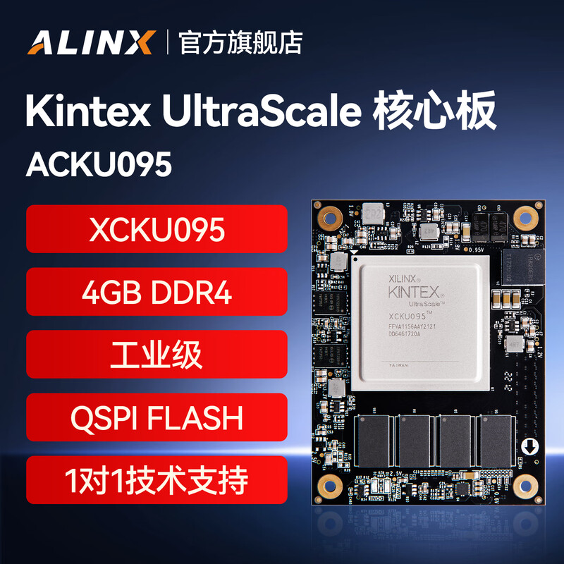 ALINX ACKU095 黑金FPGA核心板 Xilinx Kintex UltraScale XCKU040 060 095 PCIE 4k8k视频100G网络数据超声波成像 计价单位:个