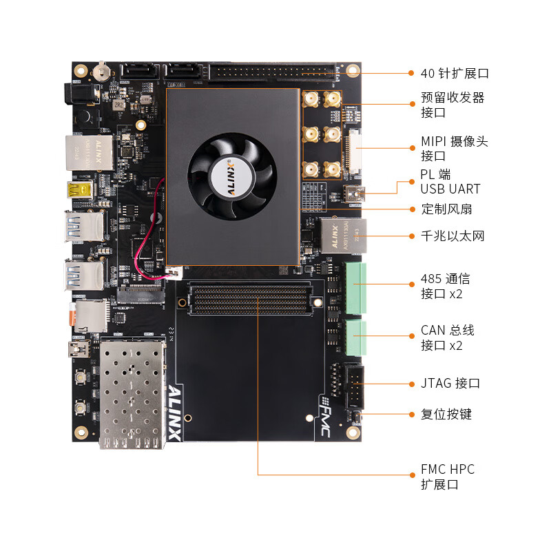 ALINX  AXU15EGB 黑金FPGA开发板  Xilinx Zynq UltraScale+ MPSoC XCZU9EG 15EG 4K视频万兆光纤通信AI智能 计价单位:个