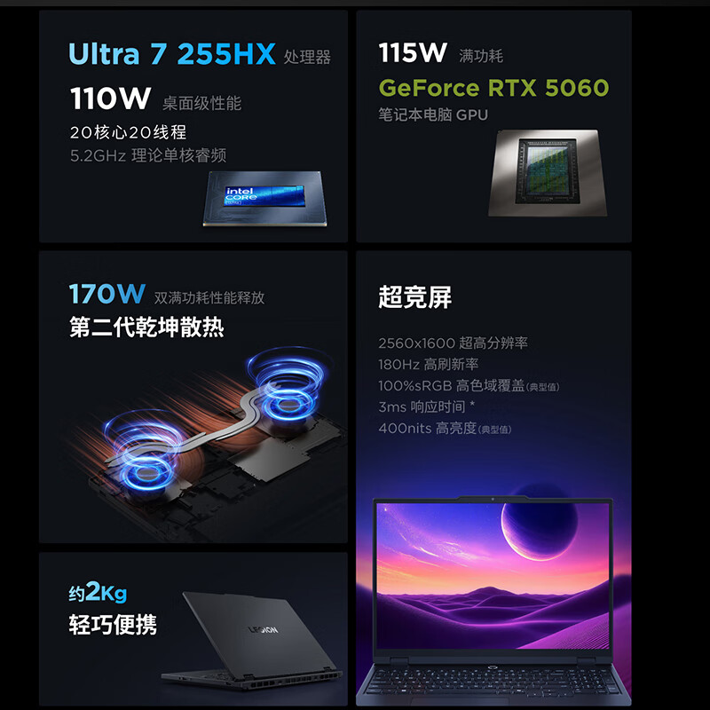 联想 Lenovo 拯救者Y7000 笔记本电脑 Ultra7 255HX 16G 1T RTX5060 2.5K 180Hz 黑 计价单位:台 联想 Lenovo 拯救者Y7000 笔记本电脑 Ultra7 255HX 16G 1T RTX5060 2.5K 180Hz 黑 计价单位:台