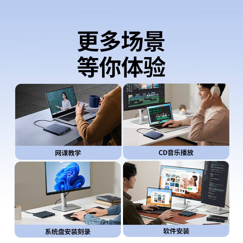 绿联 UGREEN CM837 55847 USB-A/C外置光驱 轻量款 黑色 计价单位:台