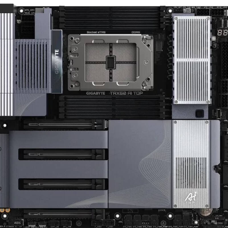 技嘉 TRX 50 AI TOP 工作站主板 AMD sTR5 支持锐龙线程撕裂者7000/PRO 7000 WX DDR5 ECC PCIe 5.0 计价单位:片 技嘉 TRX 50 AI TOP 工作站主板 AMD sTR5 支持锐龙线程撕裂者7000/PRO 7000 WX DDR5 ECC PCIe 5.0 计价单位:片
